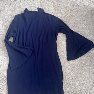 VENUS Navy Long Sleeve Dress with Flared Cuffs